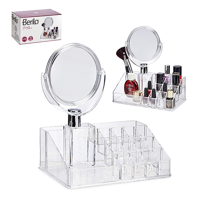 Organizzatore con specchio, 16 scomparti.
