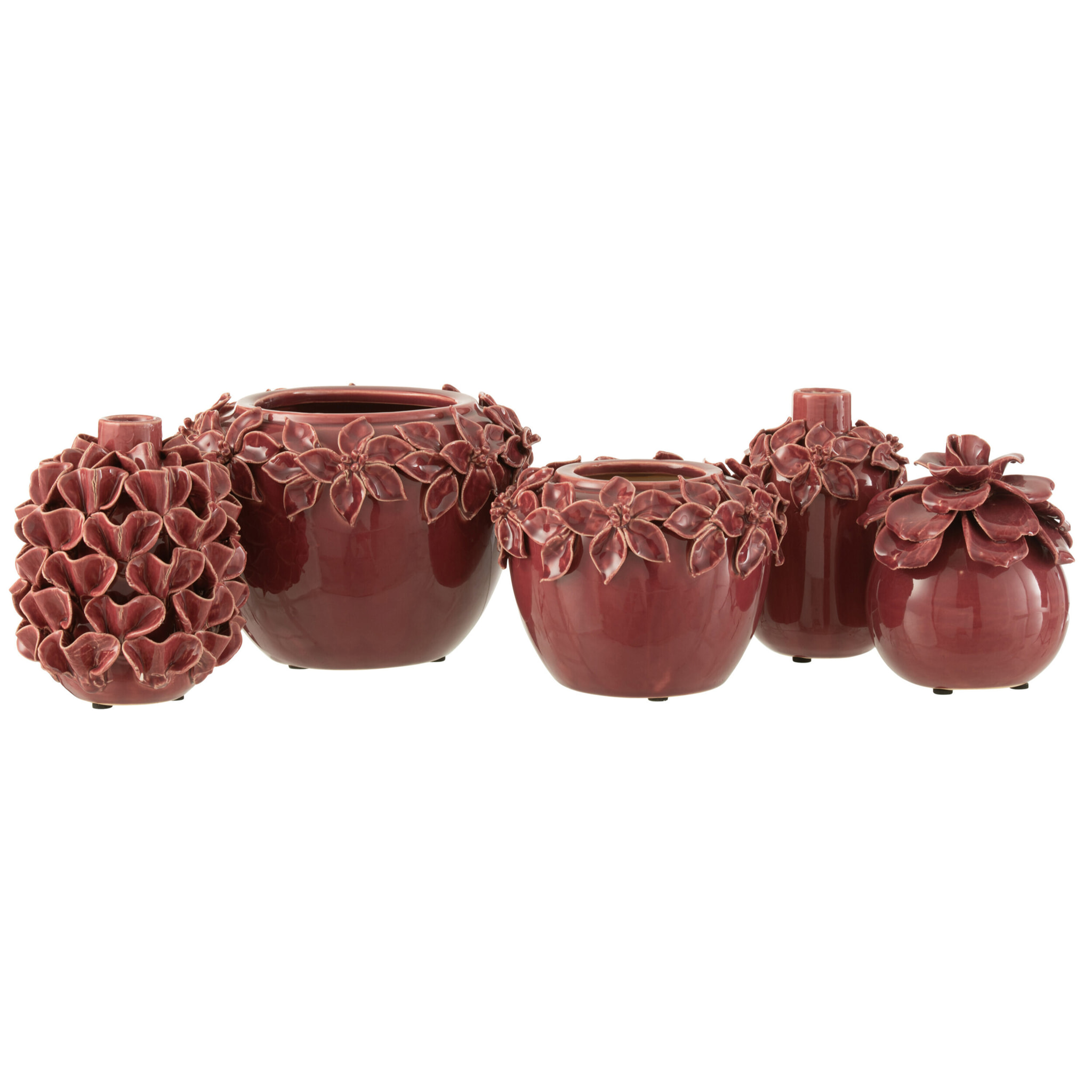 J-Line cache-pot Fleur - céramique - rose - large - Ø 22.5 cm