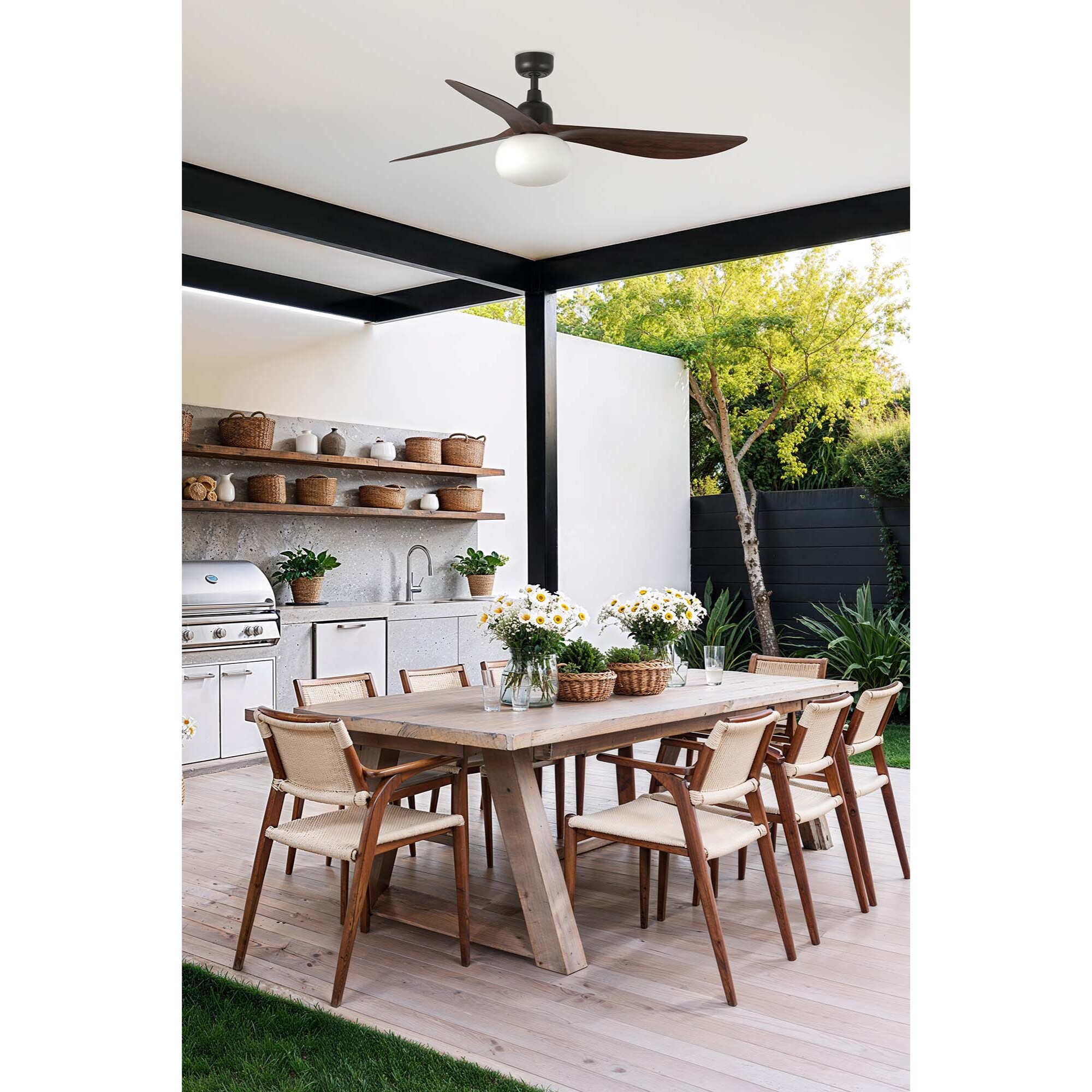 OUTWOOD L Ventilatore a soffitto  marrone/noce IP44 1X27