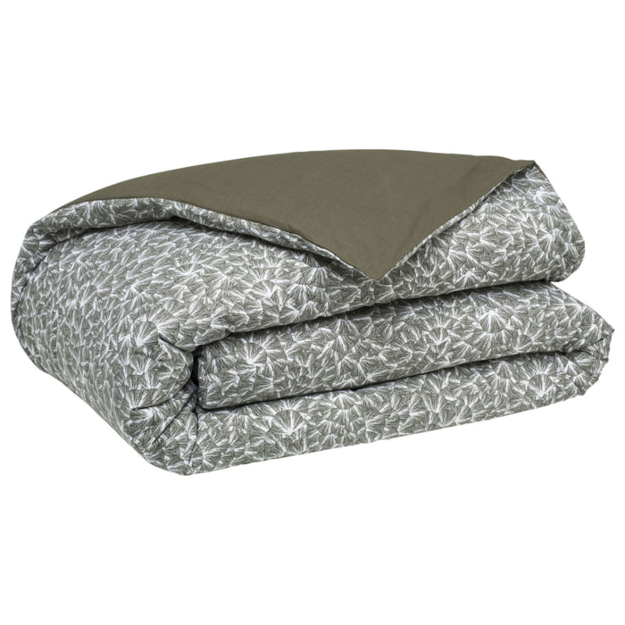 Housse de couette imprimée en percale de coton, OSMOSE, Vert kakhi