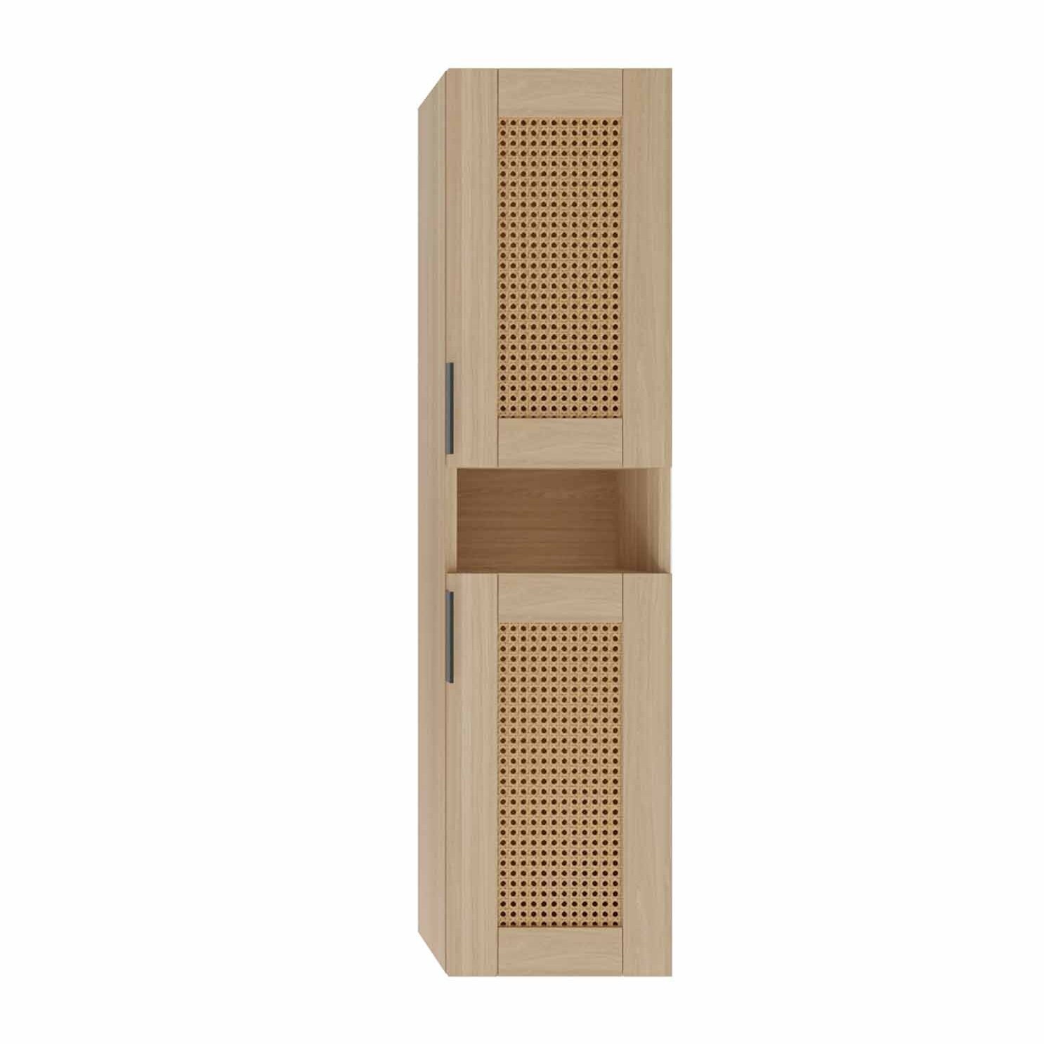 Colonne cannage Apolline 30x30x120 cm décor bois et cannage