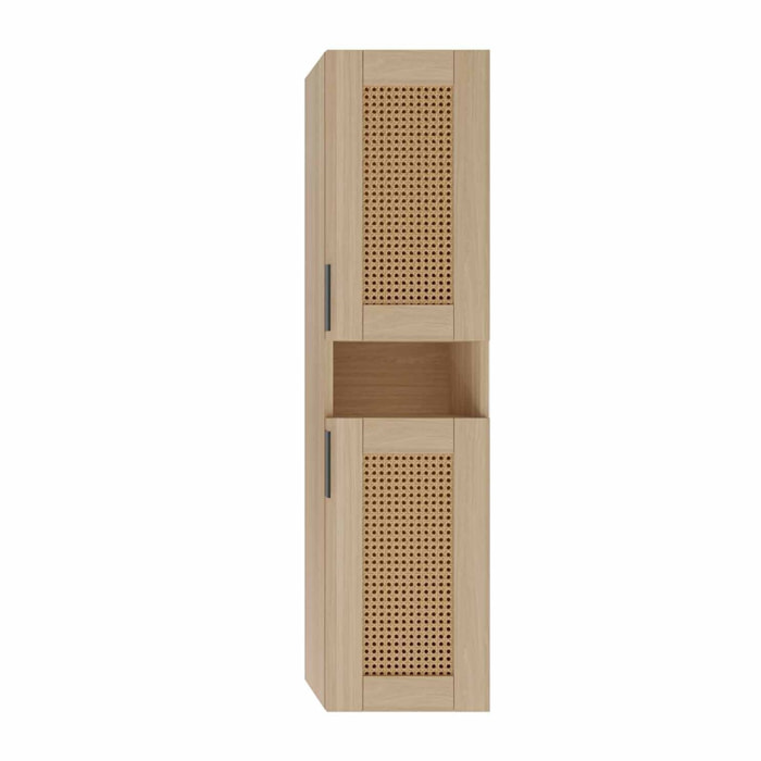 Colonne cannage Apolline 30x30x120 cm décor bois et cannage