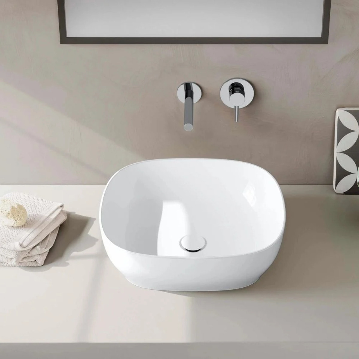 Lavabo double vasque à poser VITRA Outline, rectangle - blanc brillant Haut de gamme