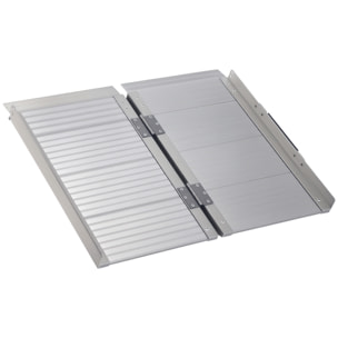 Rampa para Sillas de Ruedas Plegable, 61 cm, Carga 270 kg, Rampa Portátil de Aluminio Antideslizante con Bordes de Seguridad y Asa, para Escaleras, Puertas, Discapacitados