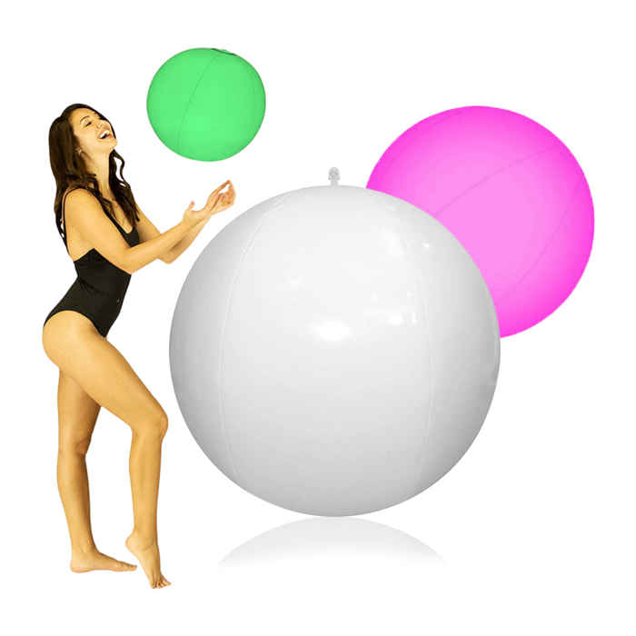 DAM Pelotas hinchables de 40cm con luz. 40x40x40 Cm. Color: Multicolor