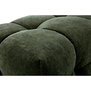 Pouf repose-pieds design en tissu effet velours vert kaki CORTO