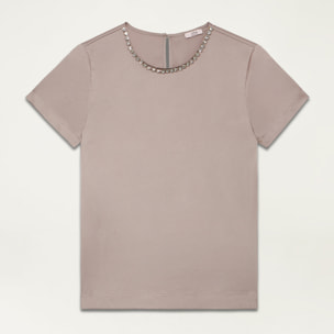 Oltre - Satin blouse with bezels - Gris