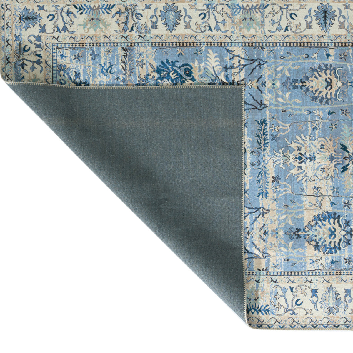Radom - tapis vintage lavable en machine à 30°C, bleu