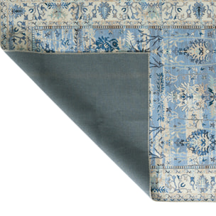 Radom - tapis vintage lavable en machine à 30°C, bleu