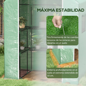 Invernadero para Jardín Invernadero con 1 Puerta 2 Ventanas y Estantes de 2 Niveles en Forma de U para Cultivo de Plantas en Terraza Patio 140x73x190 cm Verde