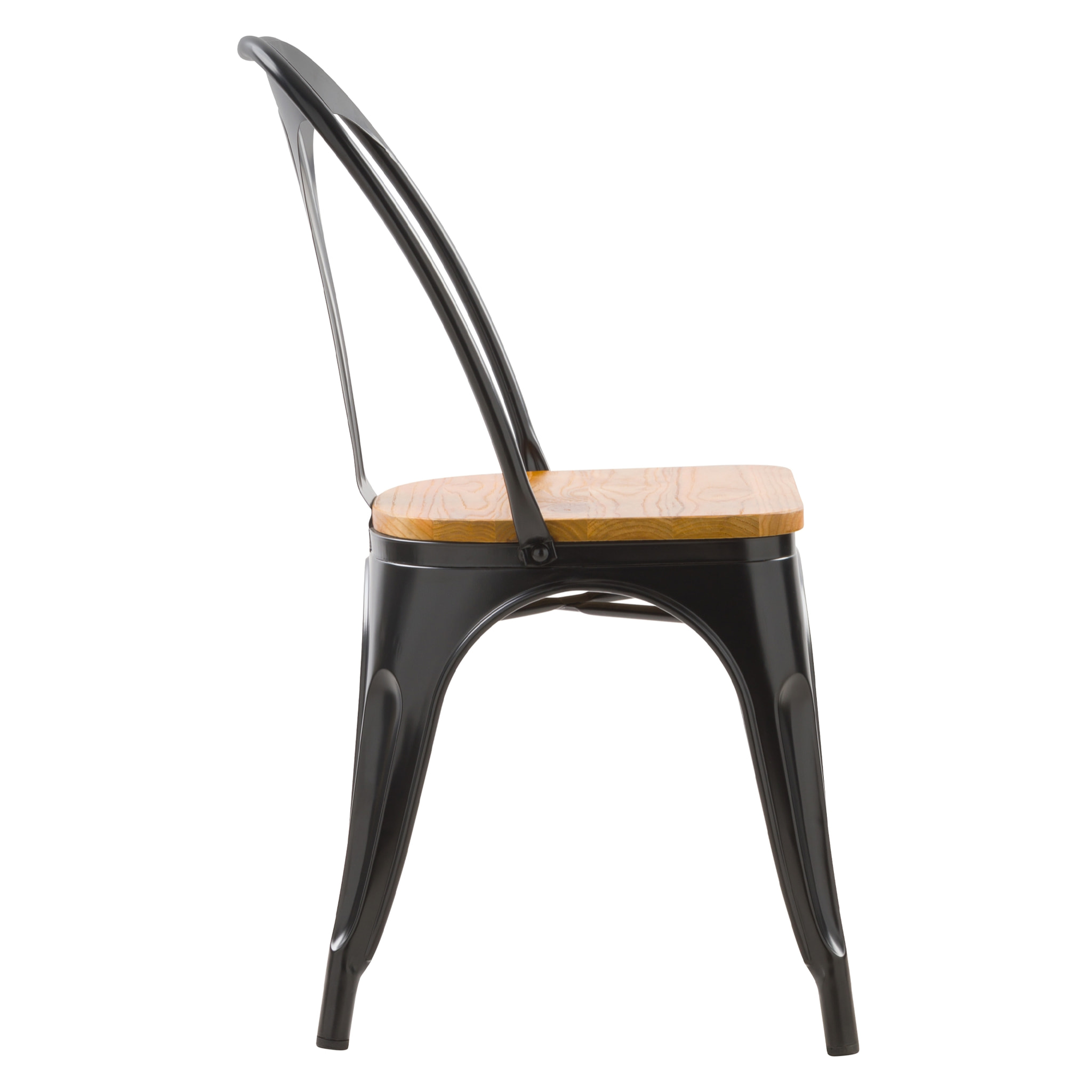 Lot de 2 chaises en métal noir et bois d'orme - Yoanna