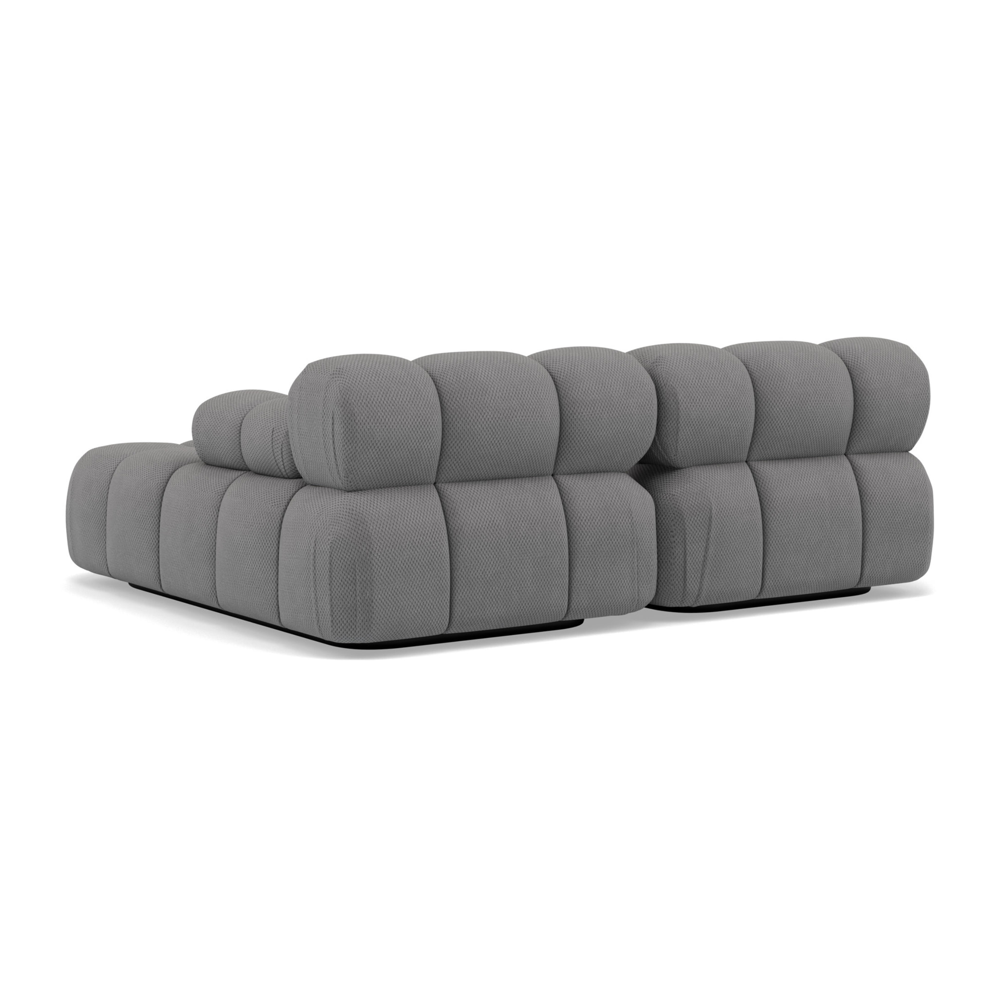 Ruby - canapé droit 4 places avec double méridienne - assise profonde - en velours texturé - Gris