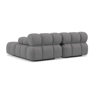 Ruby - canapé droit 4 places avec double méridienne - assise profonde - en velours texturé - Gris