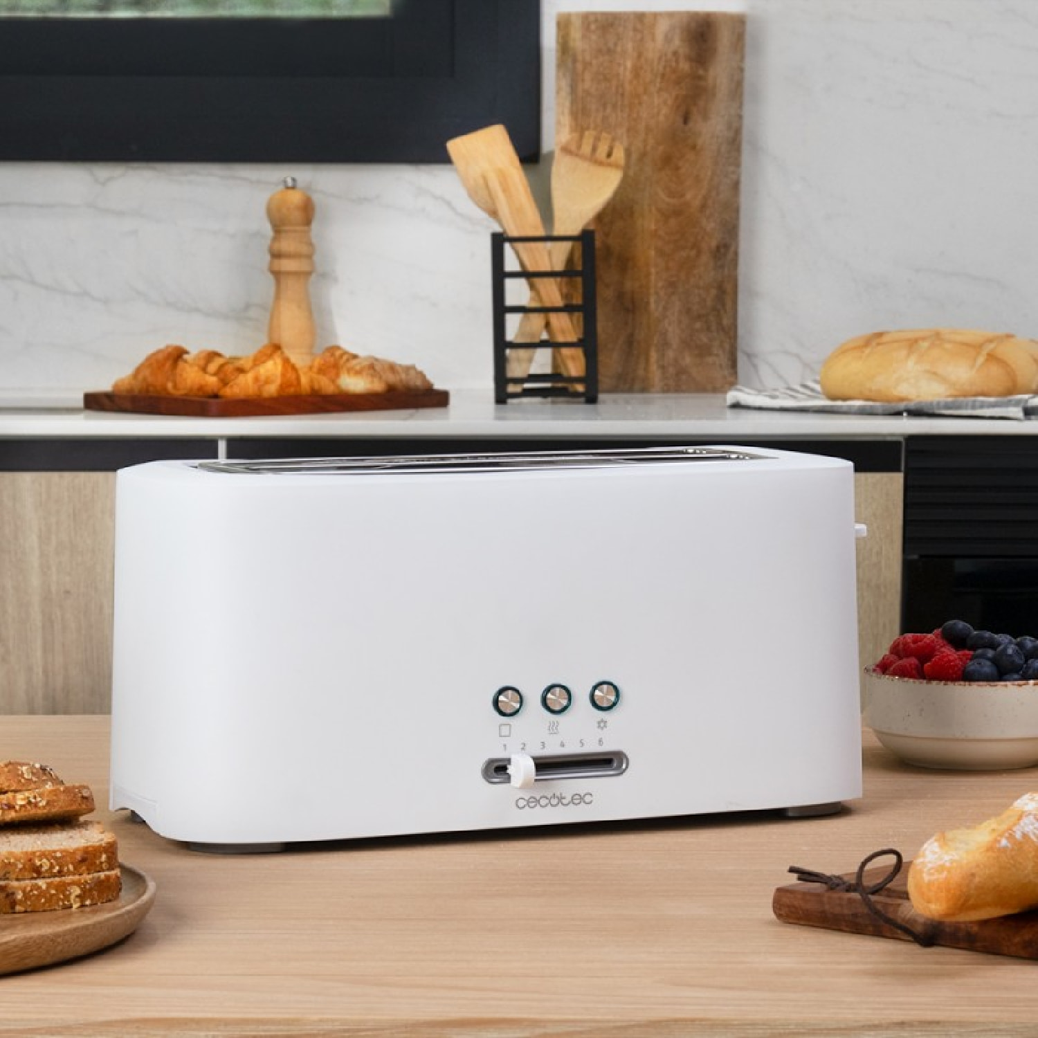 Cecotec Tostadora Toast&Taste 16000 Extra Doble White. 1630 W 2 Ranuras largas e