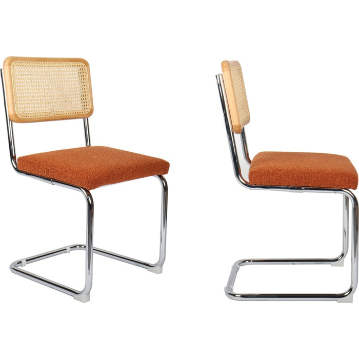 Lot de 2 chaises en cannage et tissu bouclé - MUSE