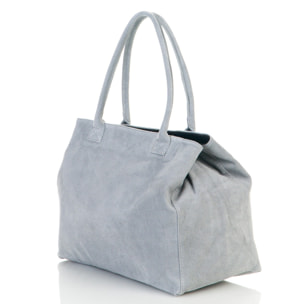 Borse Donna colore Grigio-in pelle Made in Italy 41 x 28 x 7cm