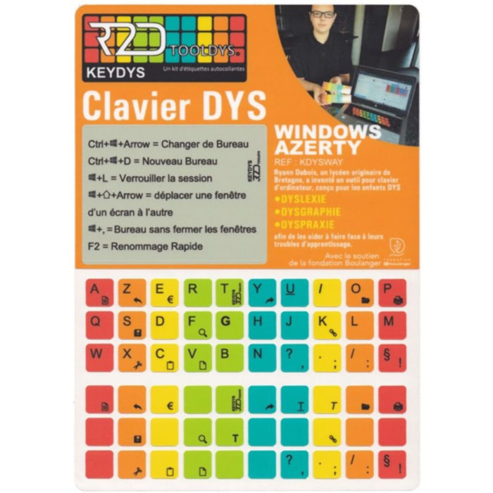 Sticker clavier R2DTOOLDYS Dyslexique Windows