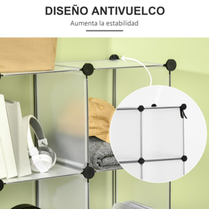 Armario Modular de Plástico Zapatero Organizador con 16 Cubos de 30x30x30cm para Entrada Pasillo Dormitorio 125x32x125 cm Transparente