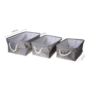 Serie Da 3 Contenitori St.45 Cm - Pezzi 1 - 45X22X32cm - Colore: Grigio - Bianchi Dino - Decorazioni Varie