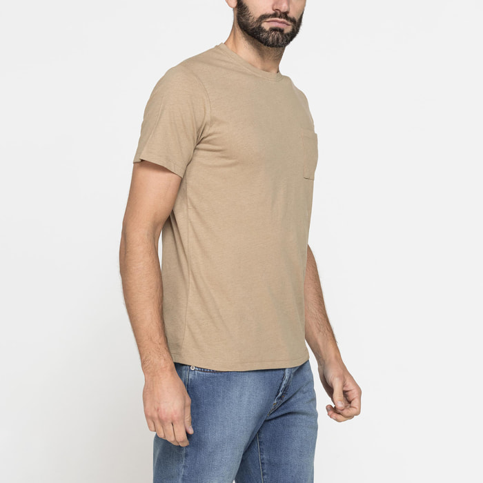 T-SHIRT MANICA CORTA IN COTONE MISTO LINO