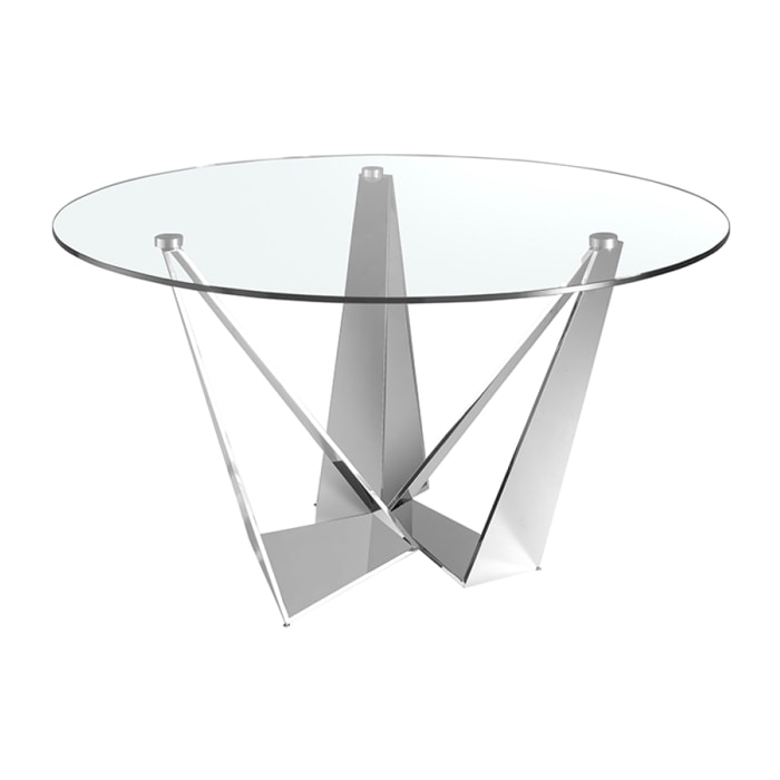 Mesa de Angel Cerda de cristal y acero 150x150x75cm