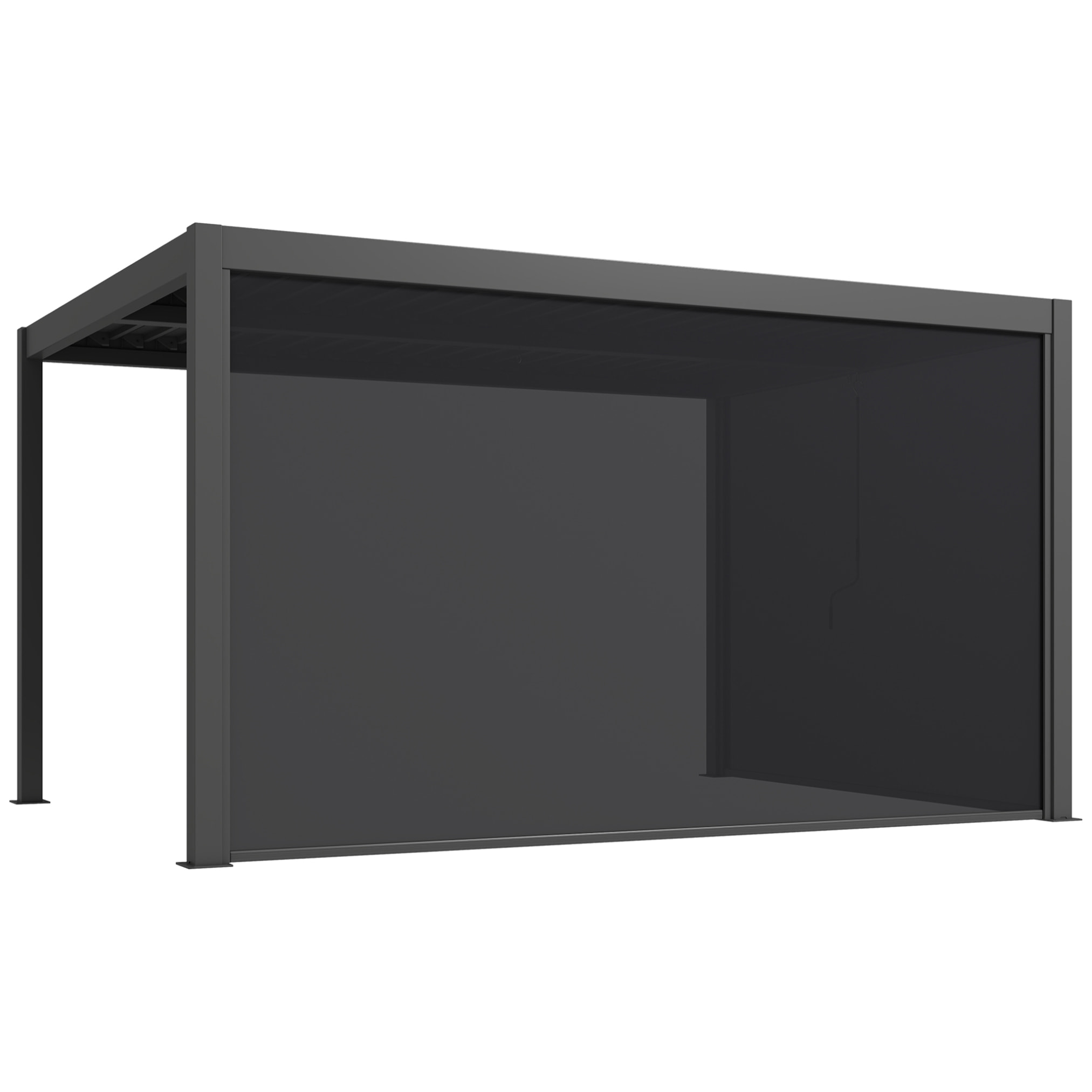 Pergola bioclimatique lames orientables stores latéraux aluminium gris