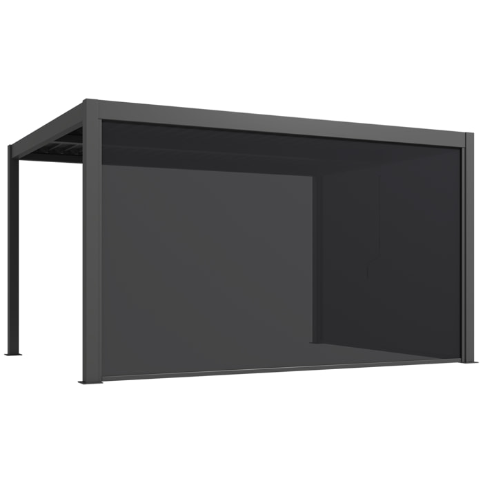 Pergola bioclimatique lames orientables stores latéraux aluminium gris