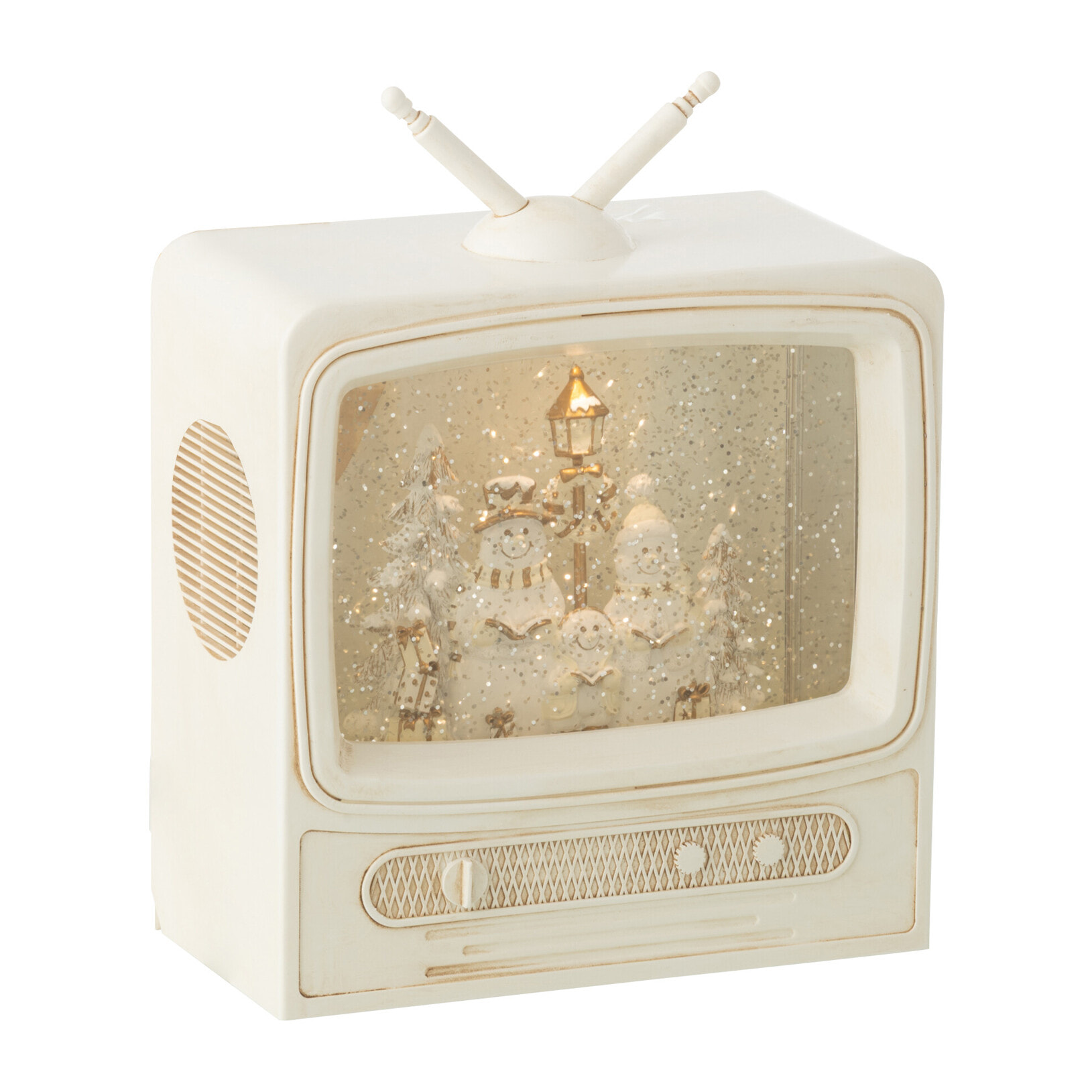 J-Line décoration Boule De Neige Television - plastique - blanc