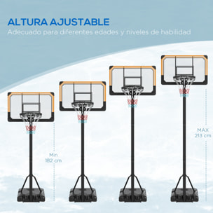 Canasta de Baloncesto de Exterior con Altura Ajustable 235-264 cm Aro de Baloncesto con Soporte Canasta de Baloncesto con Ruedas Base Rellenable Negro