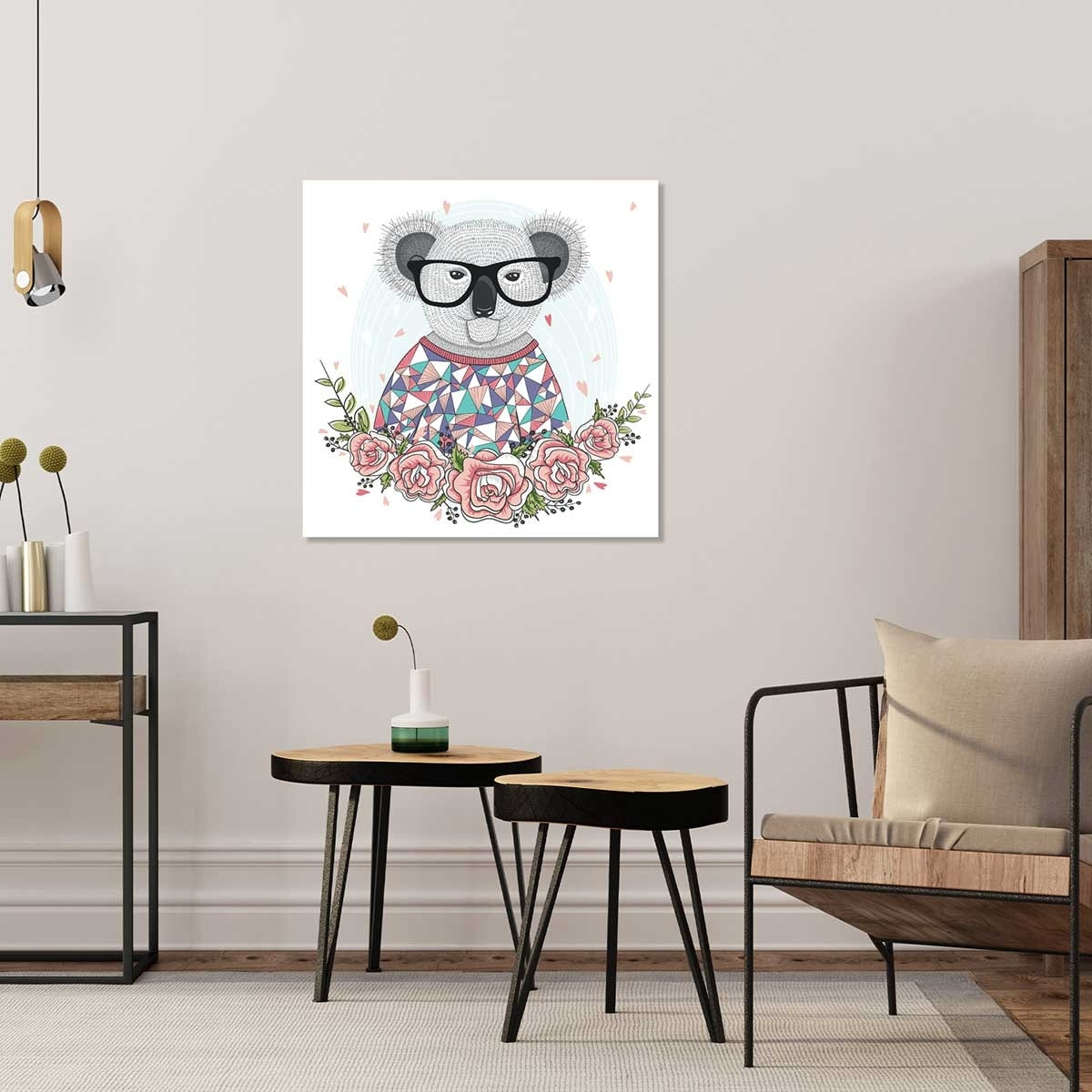 Tableau enfant hipster koala Toile imprimée