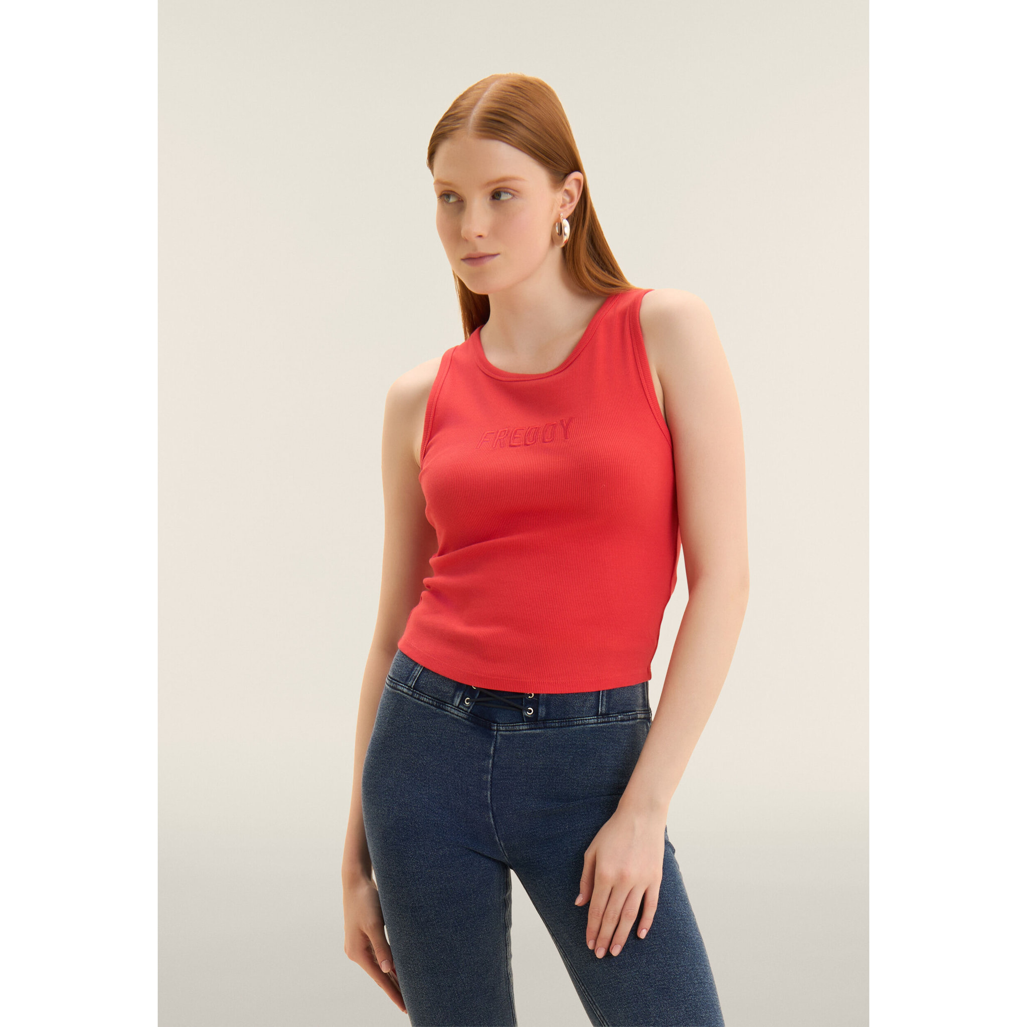 Canotta Cropped con logo FREDDY ricamato