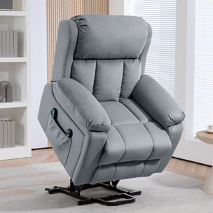 Sillón Relax Levanta Personas Eléctrico Sillón Elevador con 8 Punto de Masaje Sillón Eléctrico Reclinable con Función de Calentamiento Mando a Distancia y Bolsillo Lateral Gris