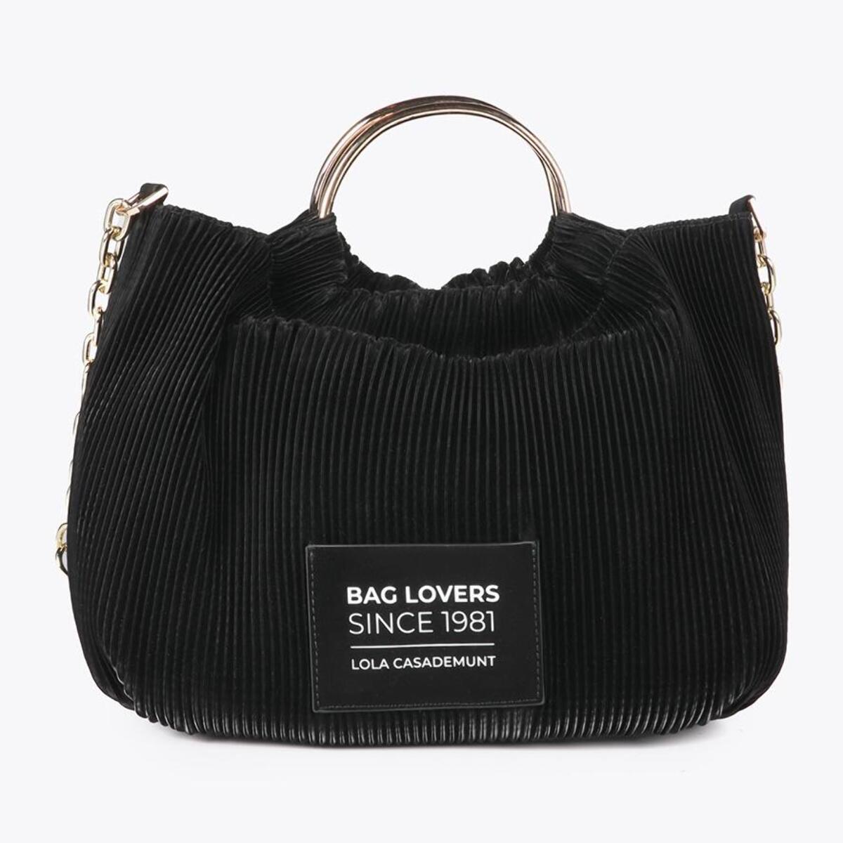 Borsa Plissettata Effetto Pelle con Etichetta 'bags lovers'