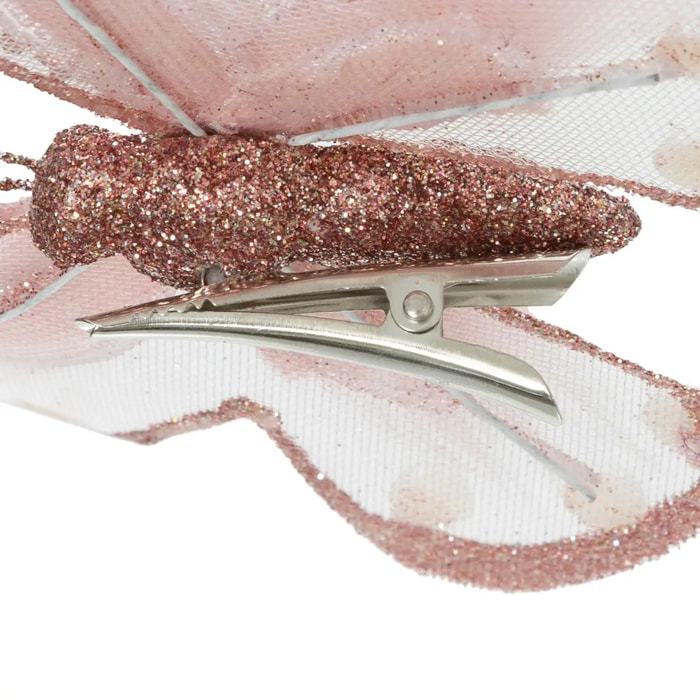 Décoration de sapin papillon perle rose 16cm