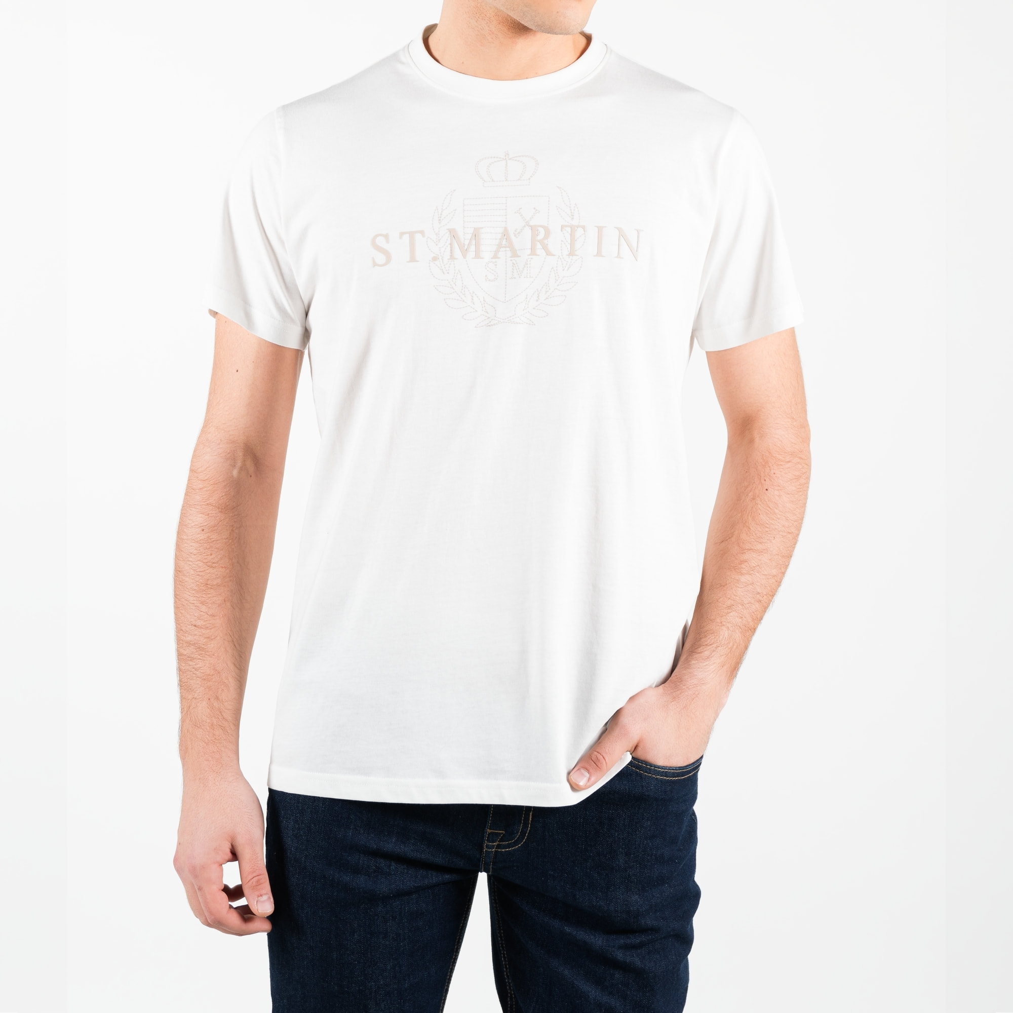 T-shirt con stampa centrale tono su tono