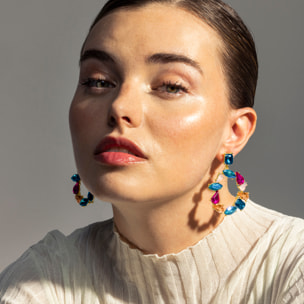 Pendientes de Lacado Blanco acabado en oro amarillo de 18k