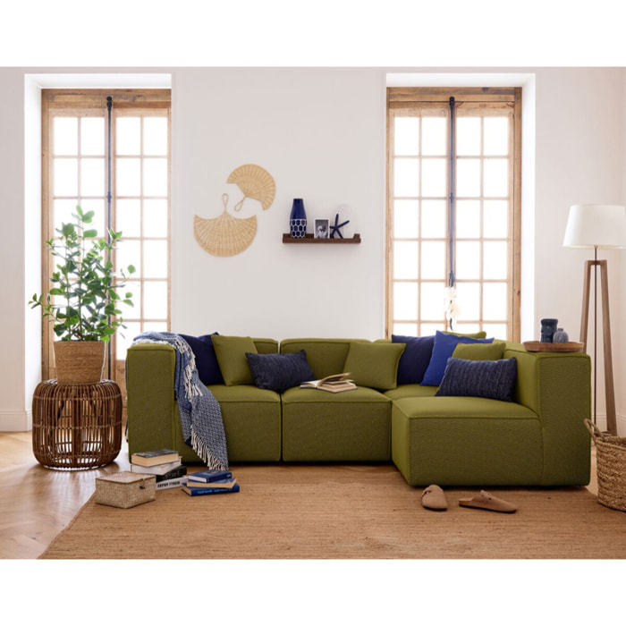 Arty - module d'assise gauche - en tissu mailles 3D - Vert Olive