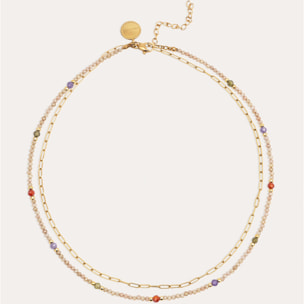 Collar Long Glam Acero Baño Oro