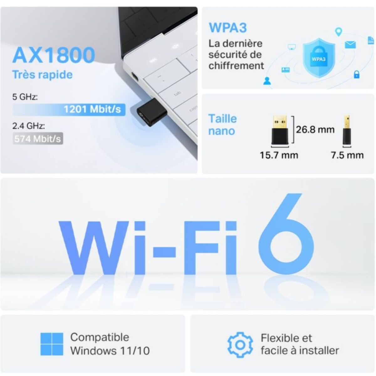 Clé Wi-Fi TP-LINK Archer TX1800U Nano WIFI 6