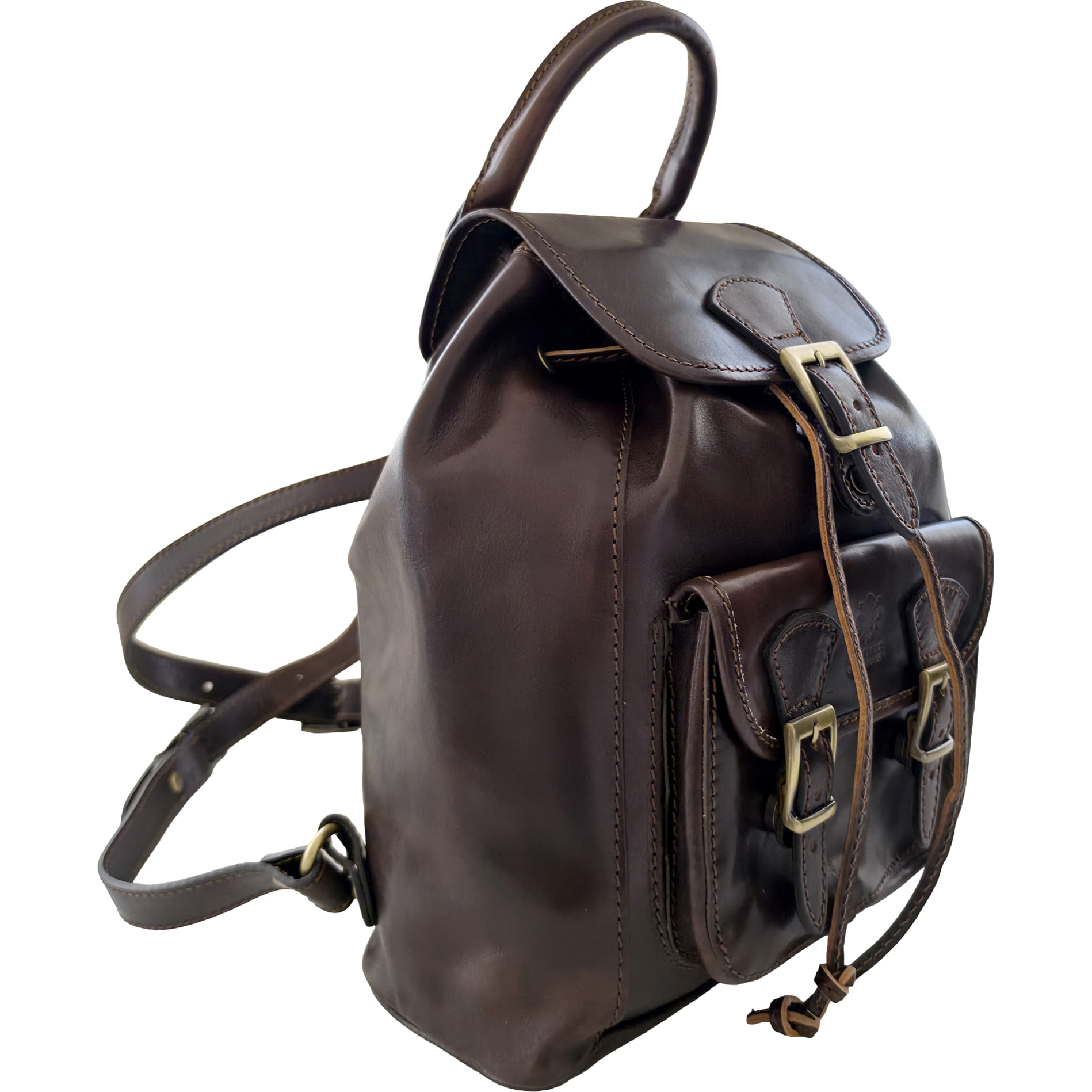 Zaino Donna in Vera Pelle, Zaino Elegante Vintage con Tasca Frontale e Chiusura Magnetica e a Coulisse