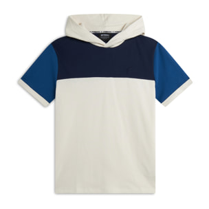 Felpa a Maniche Corte con Cappuccio design colour block