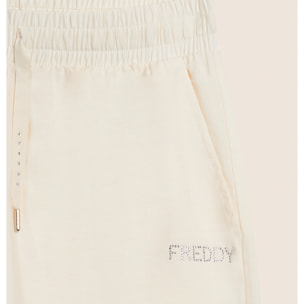 Pantaloni Sportivi Cropped con gamba Wide Leg e strass