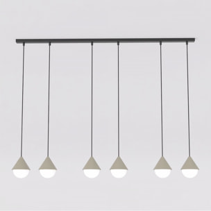 Lampada a sospensione Giro in acciaio nero e vetro
