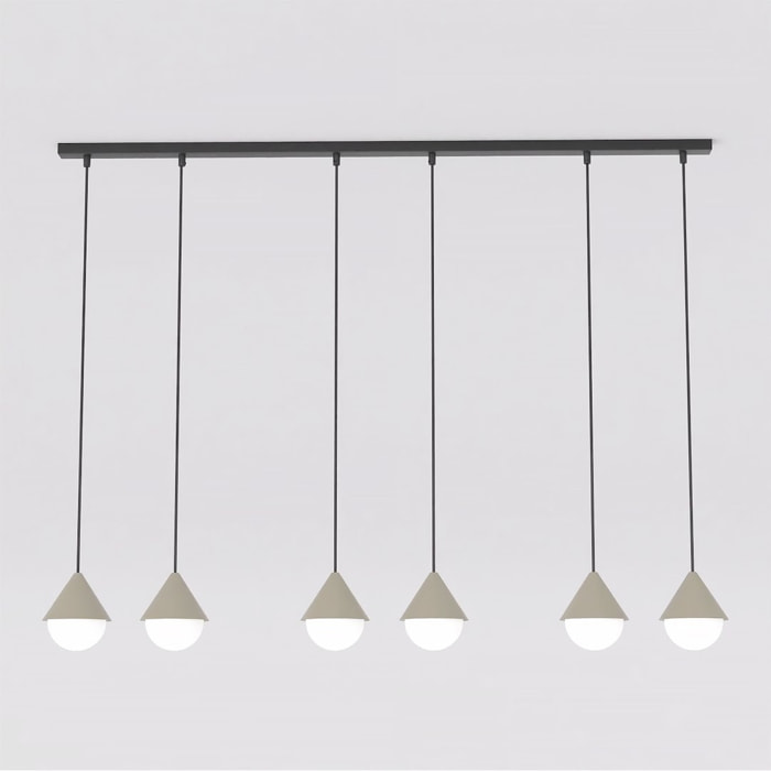 Lampada a sospensione Giro in acciaio nero e vetro