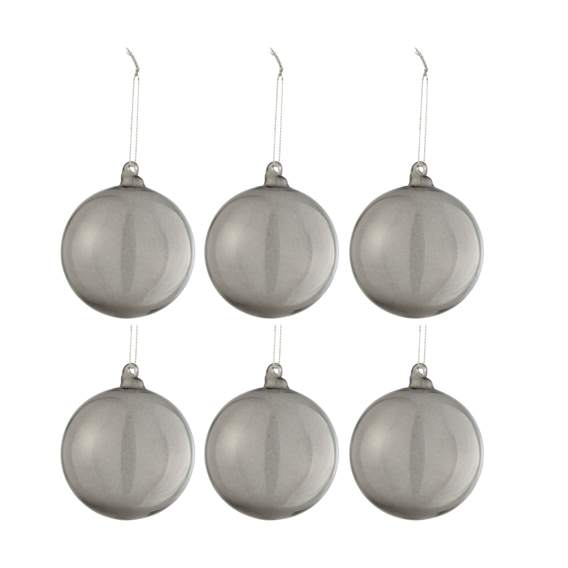 J-Line boule de Noël Epais - verre - gris - small - boîte de 6