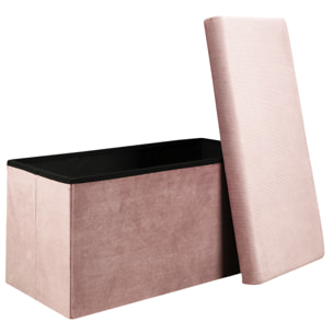 Coffre Banc Pliable Velours Cotele Giulia Rose