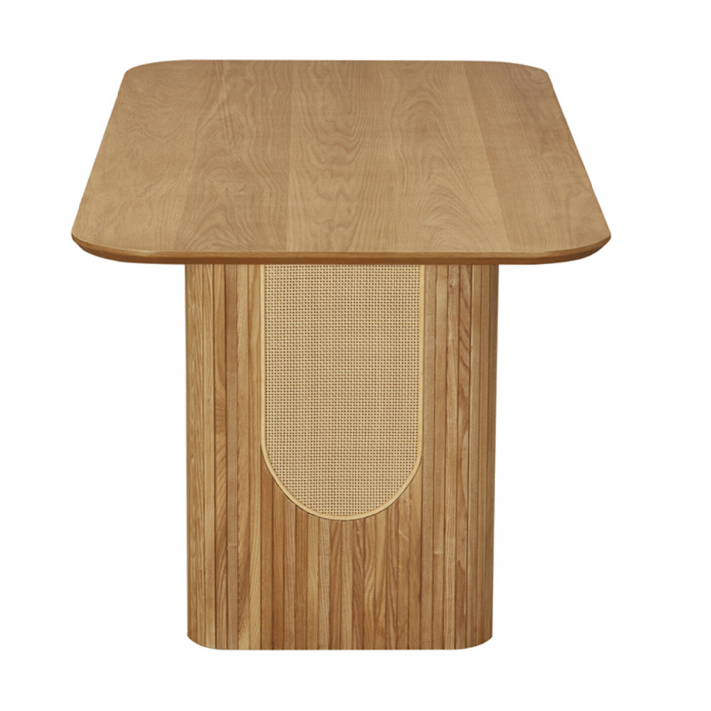Milazzo - table à manger - bois plaqué chêne et cannage - 180 cm - Bois