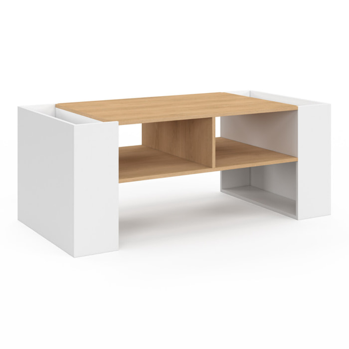 Table basse avec niches bois et blanche