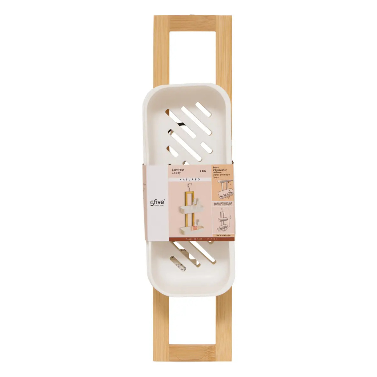 Etagère de douche Natureo 2 niveaux bois et blanc