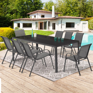 Ensemble repas Formentera 8 places gris